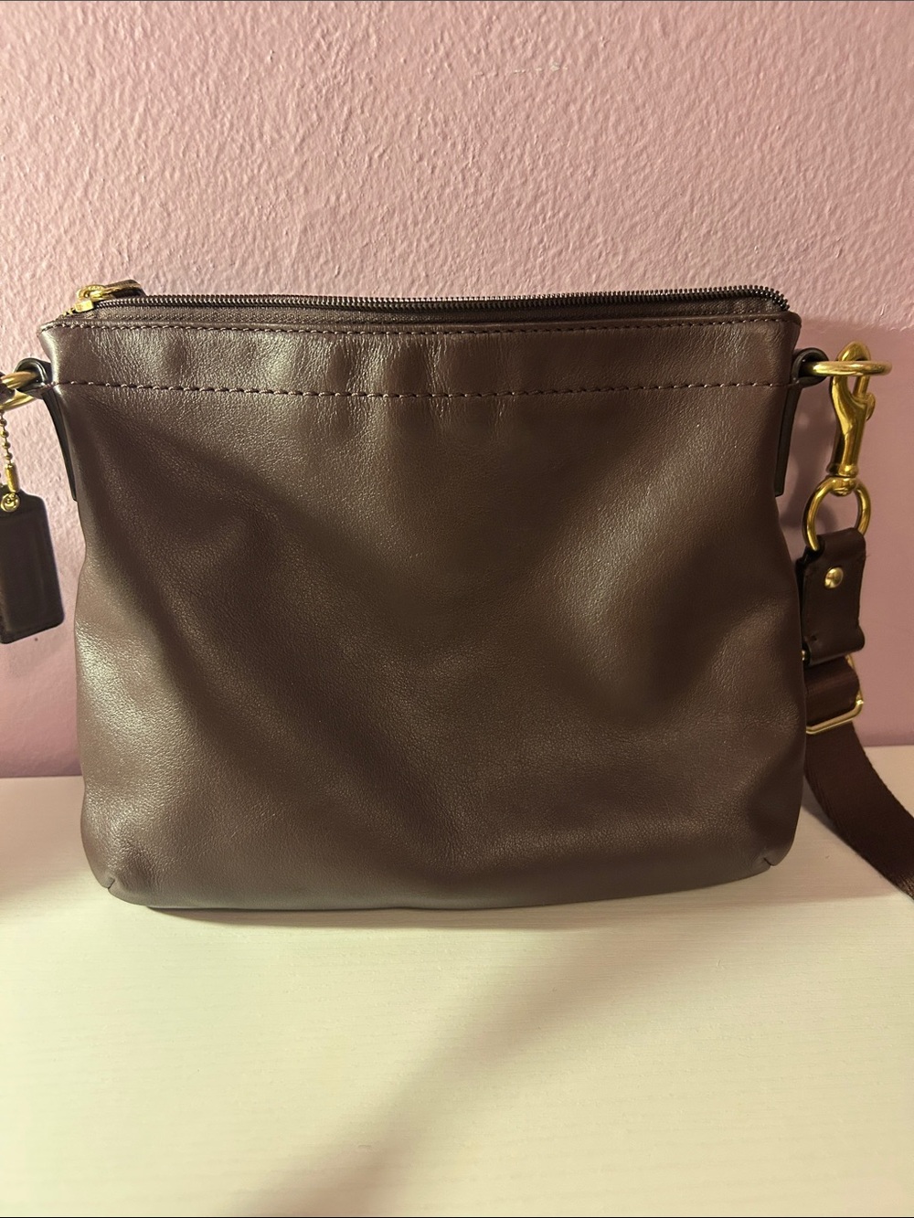 Coach Dark Brown Leather Crossbody with Turnlock Pocket - Picture 3 of 4